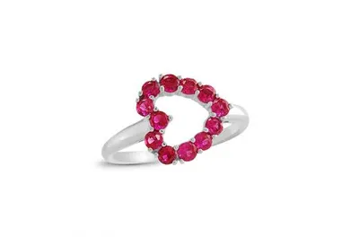 Sterling Silver Ruby Heart Ring