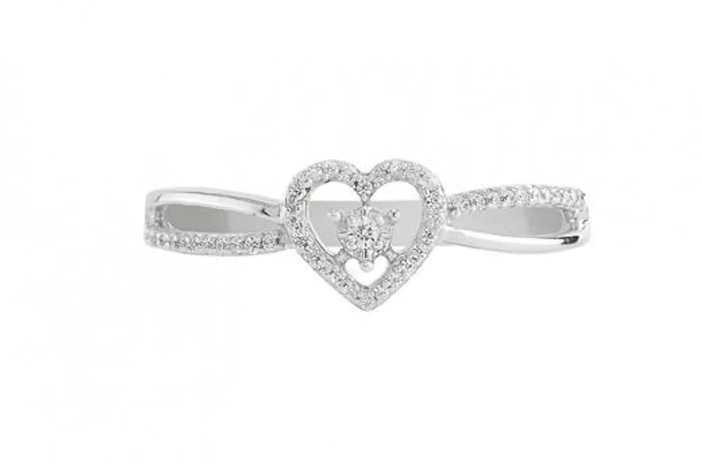 White Gold Diamond Heart Promise Ring