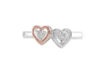 Sterling Silver Rose Gold Diamond Heart Promise Ring