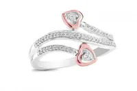 Sterling Silver Rose Gold Diamond Heart Promise Ring