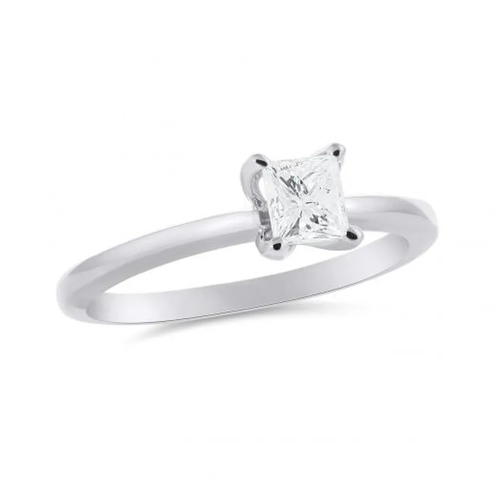 Glacier Fire 14K White Gold 0.50CT Princess Cut Solitaire Ring