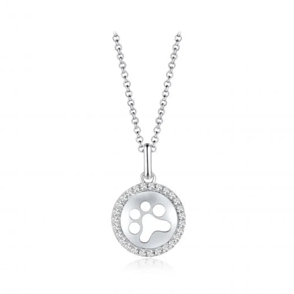Sterling Silver Tiny Dog Cat Paw Print Charm Pendant Necklace Gift Box Pet  Loss