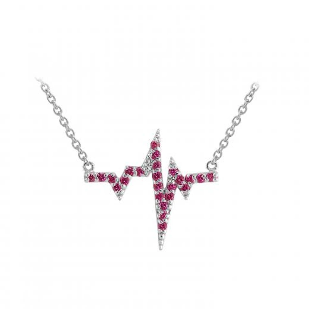 Sterling Silver Ruby Heartbeat Necklace