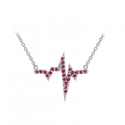 Sterling Silver Ruby Heartbeat Necklace