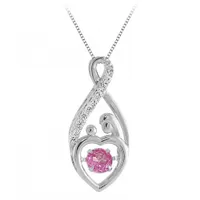 Sterling Silver Created Pink & Created White Sapphire Dancing Mom Pendant