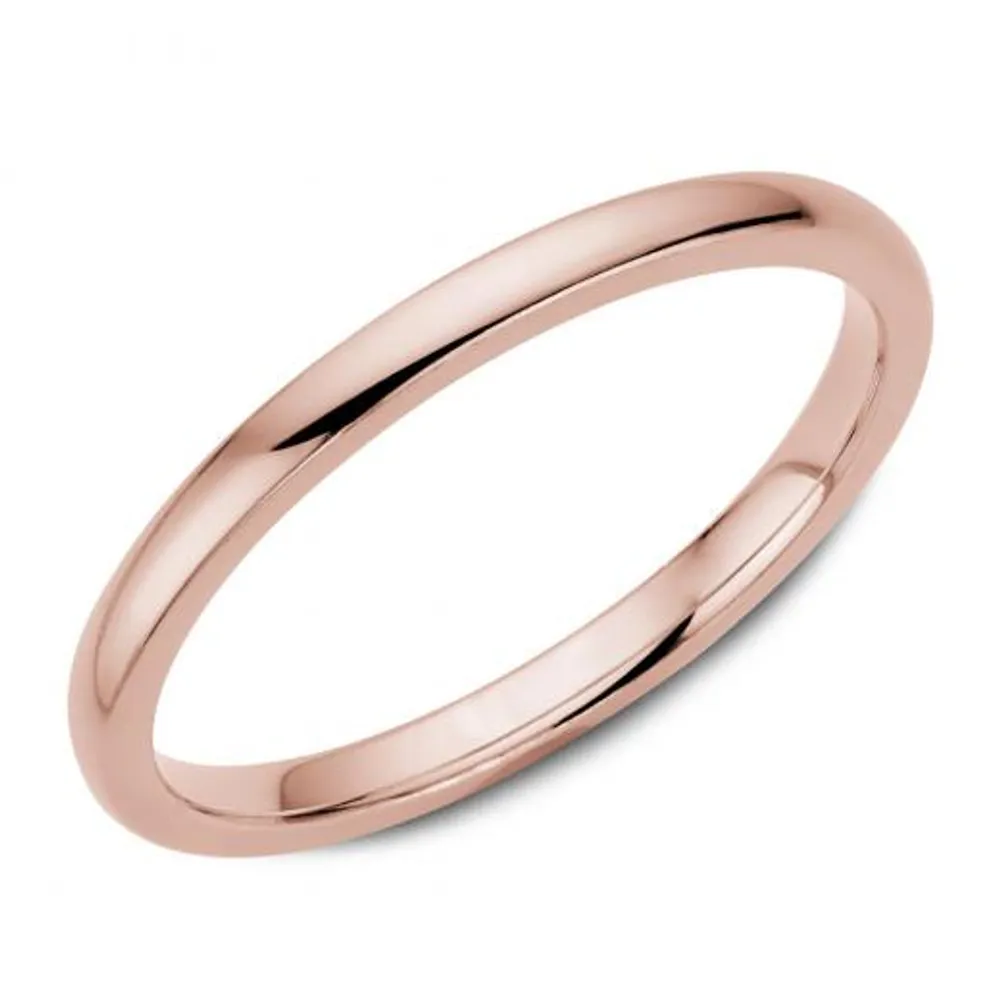 14K Rose Gold 2mm Comfort Fit Wedding Band Size 7