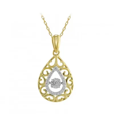 10K Yellow Gold 0.09CTW Dancing Diamond Pendant