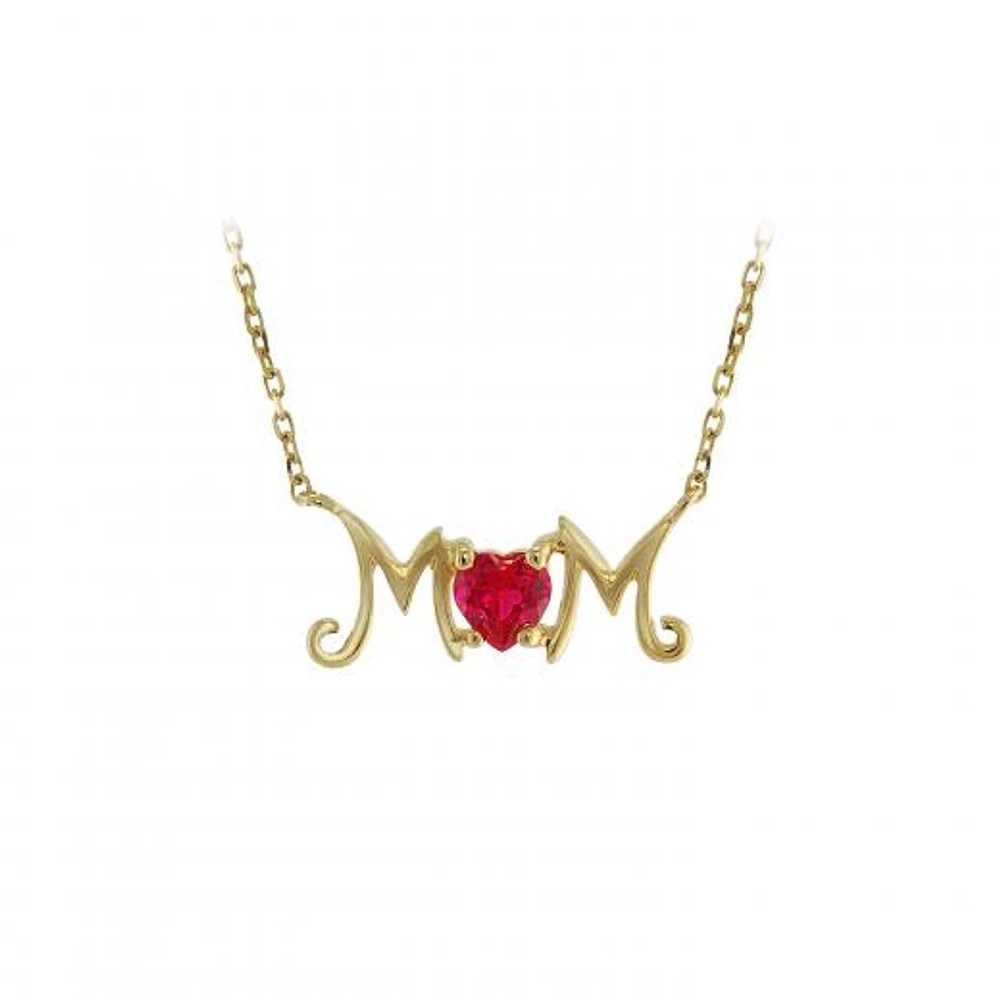 10K Yellow Gold Ruby Mom Necklace