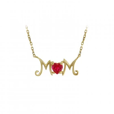 10K Yellow Gold Ruby Mom Necklace