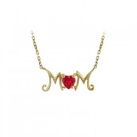 10K Yellow Gold Ruby Mom Necklace