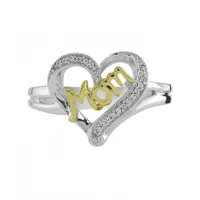 Sterling Silver & Yellow Gold 0.05CTW Mom Ring