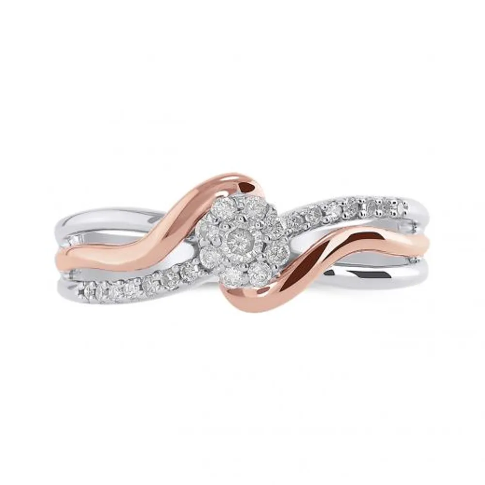 10K White & Rose Gold 0.19CTW Diamond Fashion Ring