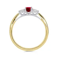 14K Yellow Gold Ruby & 0.20CTW Diamond Ring