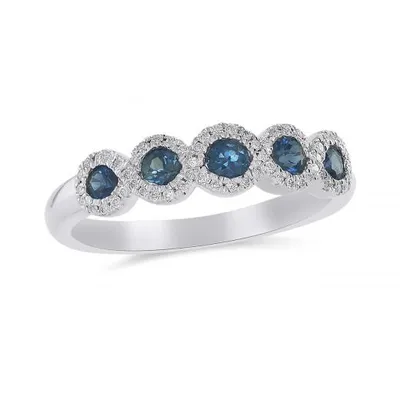 14K White Gold Sapphire & Diamond Circle Ring