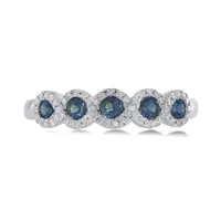 14K White Gold Sapphire & Diamond Circle Ring