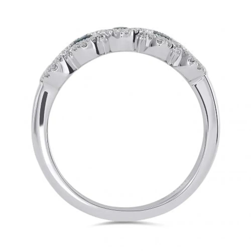 14K White Gold Sapphire & Diamond Circle Ring