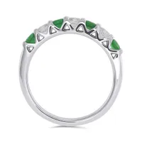 14K White Gold Emerald & 0.31CTW Diamond Ring