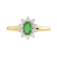 14K Yellow Gold Emerald & 0.31CTW Diamond Ring