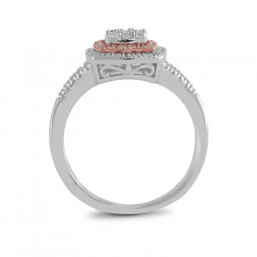 Sterling Silver and Rose Gold 0.30CTW Fashion Ring