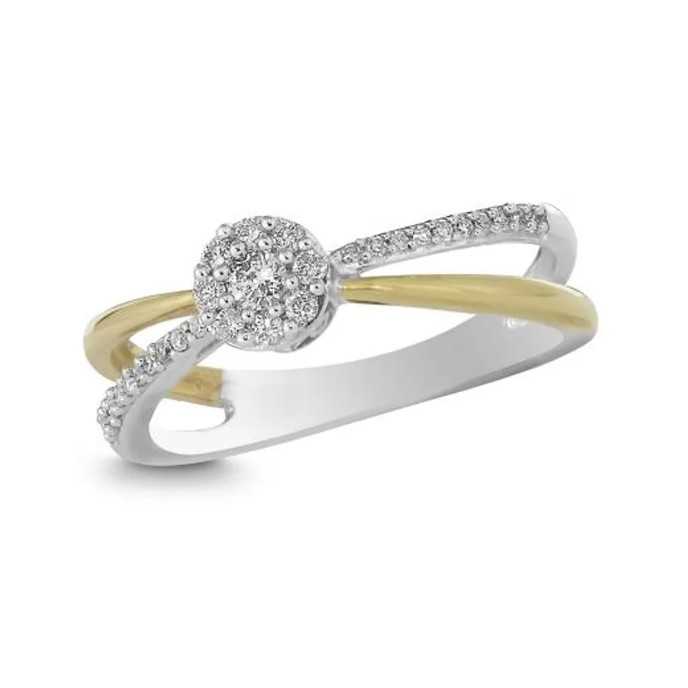 10K White and Yellow Gold 0.17CTW Promise Ring