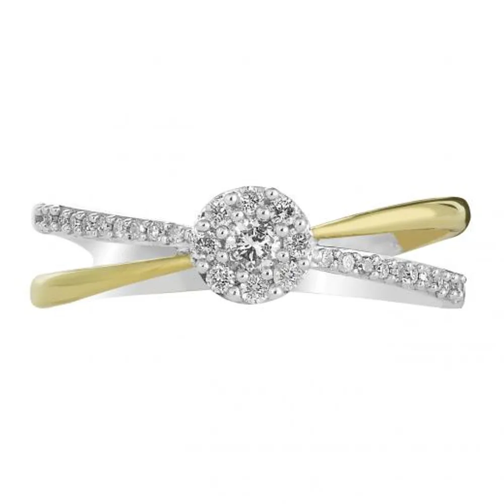 10K White and Yellow Gold 0.17CTW Promise Ring