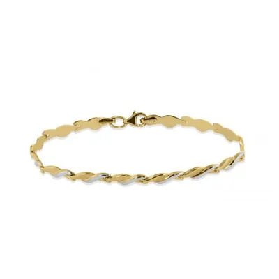 10K Rose & White Gold Diamond Cut Link Bracelet