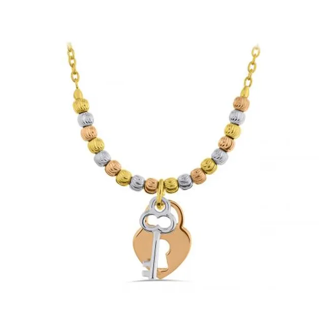 Stampato Necklace in 10K Tri-Tone Gold - 17