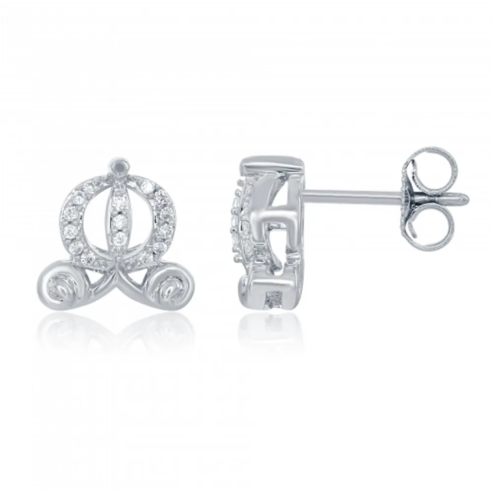 Enchanted Disney Cinderella Carriage 0.08CTW Earrings