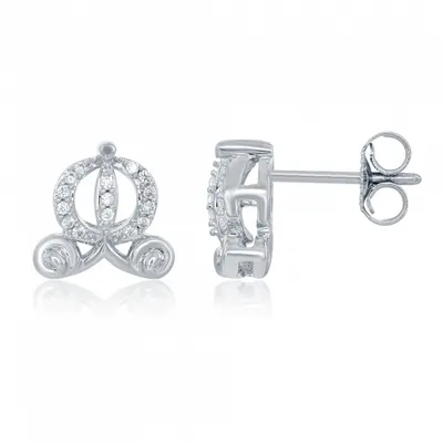 Enchanted Disney Cinderella Carriage 0.08CTW Earrings