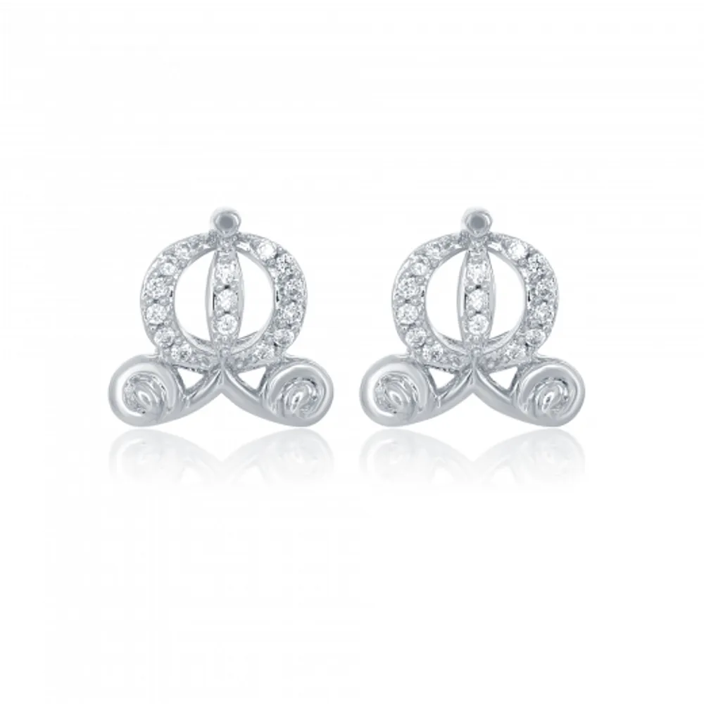 Enchanted Disney Cinderella Carriage 0.08CTW Earrings