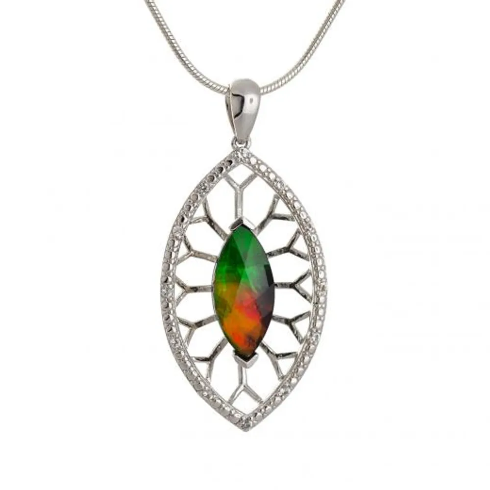 KORITE Sterling Silver Oval Ammolite Pendant