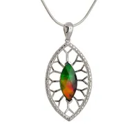 KORITE Sterling Silver Oval Ammolite Pendant