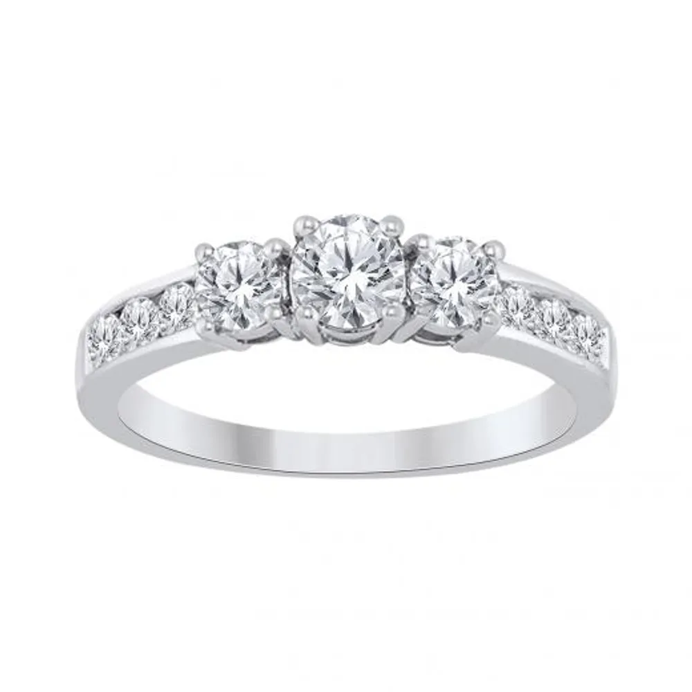 10K White Gold 1.00CTW Three-Stone Bridal Ring