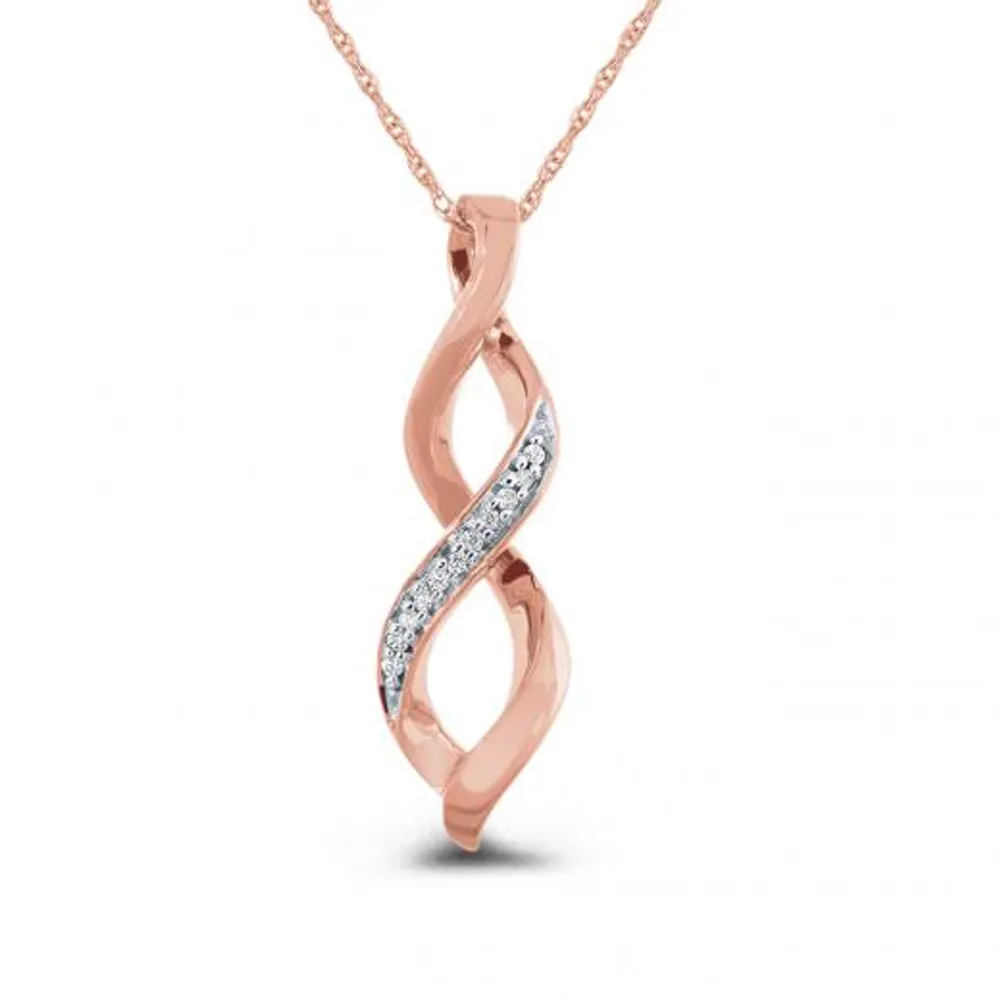 10K Rose Gold 0.02CTW Diamond Infinity Pendant