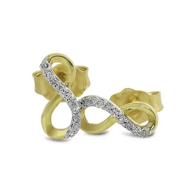 10K Yellow Gold Diamond Infinity Earrings