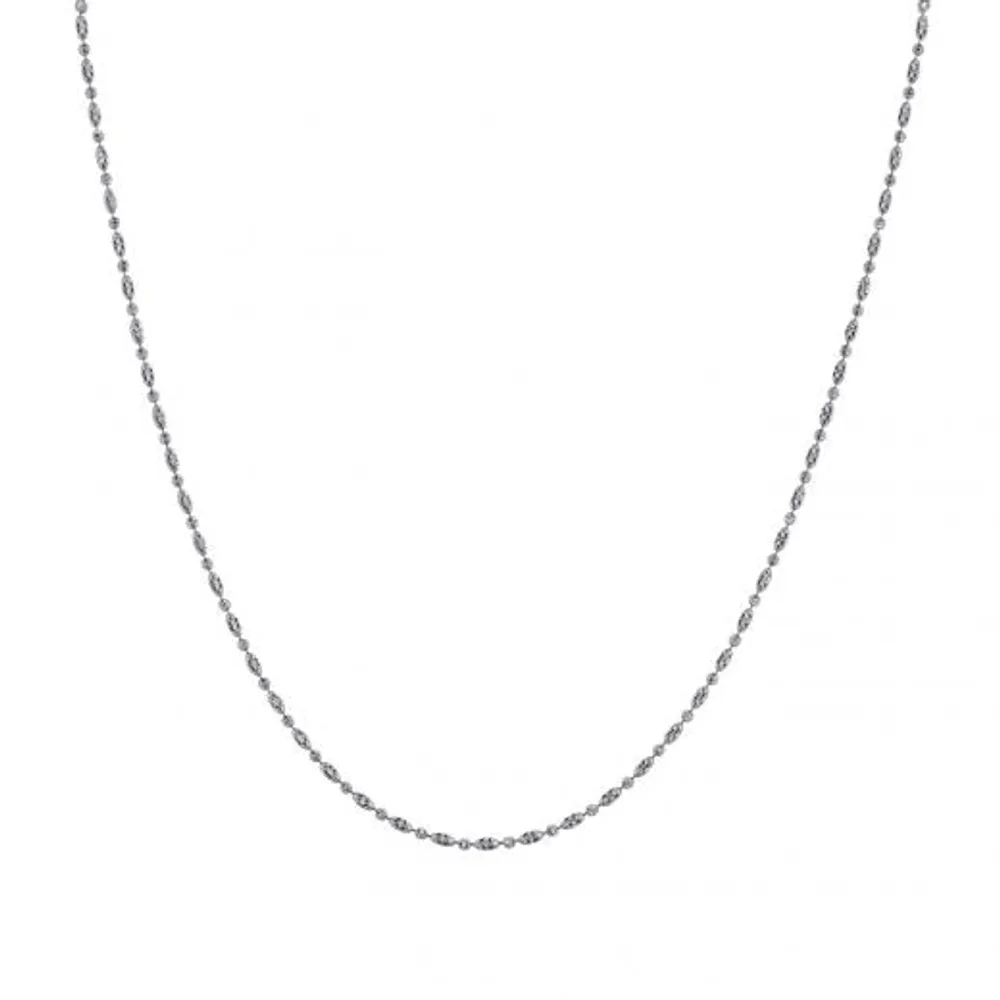 10K White Gold 18" 2mm Diamond Cut Typhoon Necklace