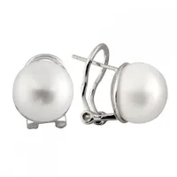 Omega Clip Pearl Stud Earrings