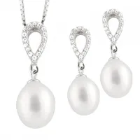 Cubic Zirconia & Pearl 2 Piece Silver Set