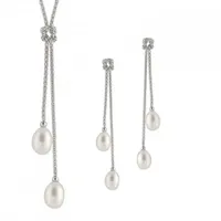 Dangling Pearl Silver Set