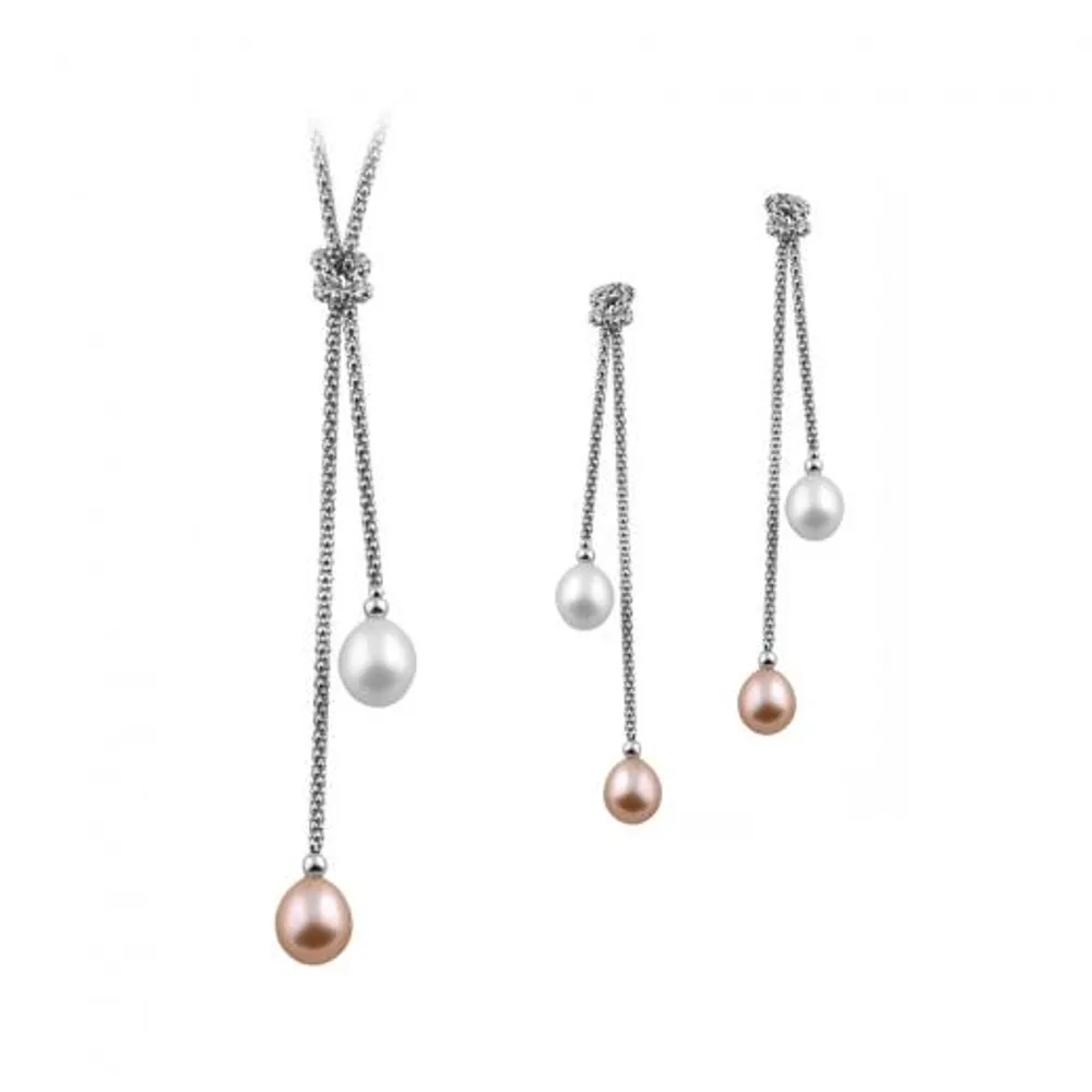 Dangling Pearl Silver Set