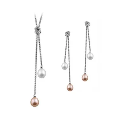 Dangling Pearl Silver Set