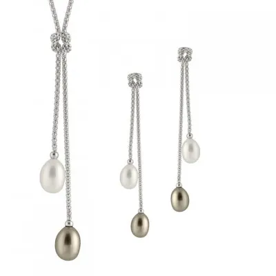 Dangling Pearl Silver Set