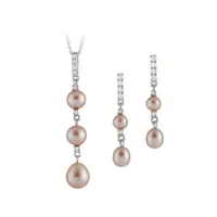 Dangling Silver Pearl 2 Piece Set