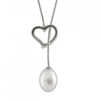 Heart Silver Lariat Necklace