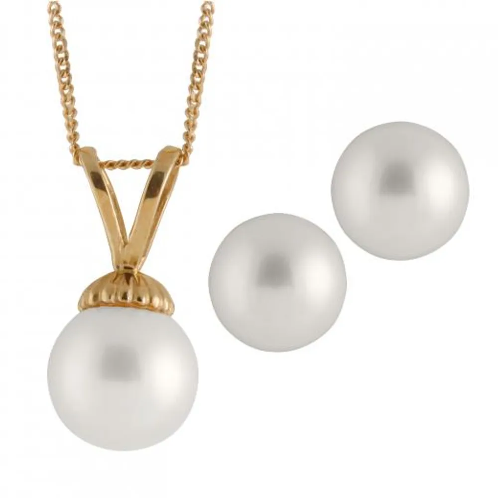 2 Piece Freshwater Pearl Gold Set