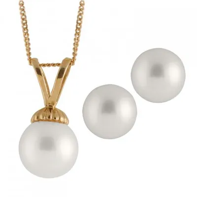 2 Piece Freshwater Pearl Gold Set