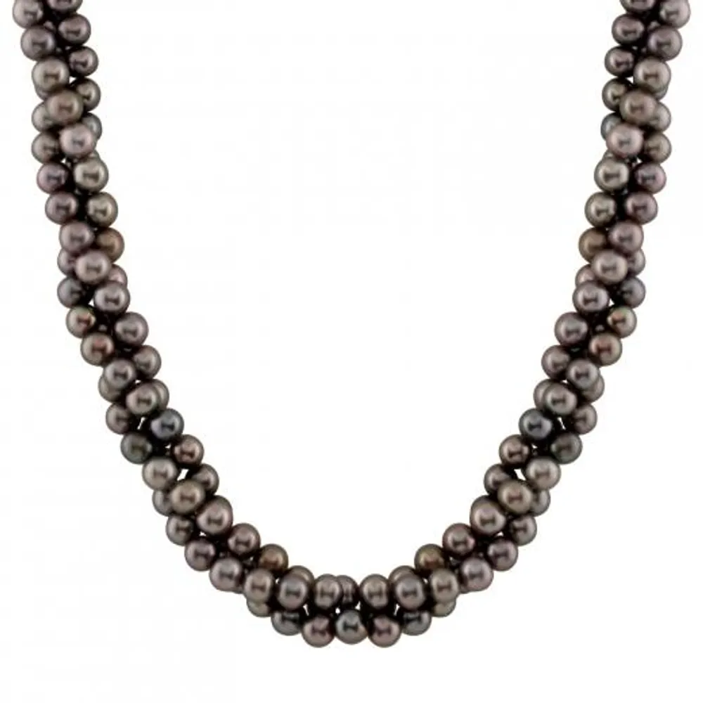 Triple Row Black Pearl Necklace