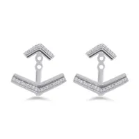 Sterling Silver 0.11CTW Front Back Earrings