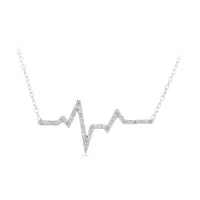 Sterling Silver 0.10CTW Heartbeat Necklace