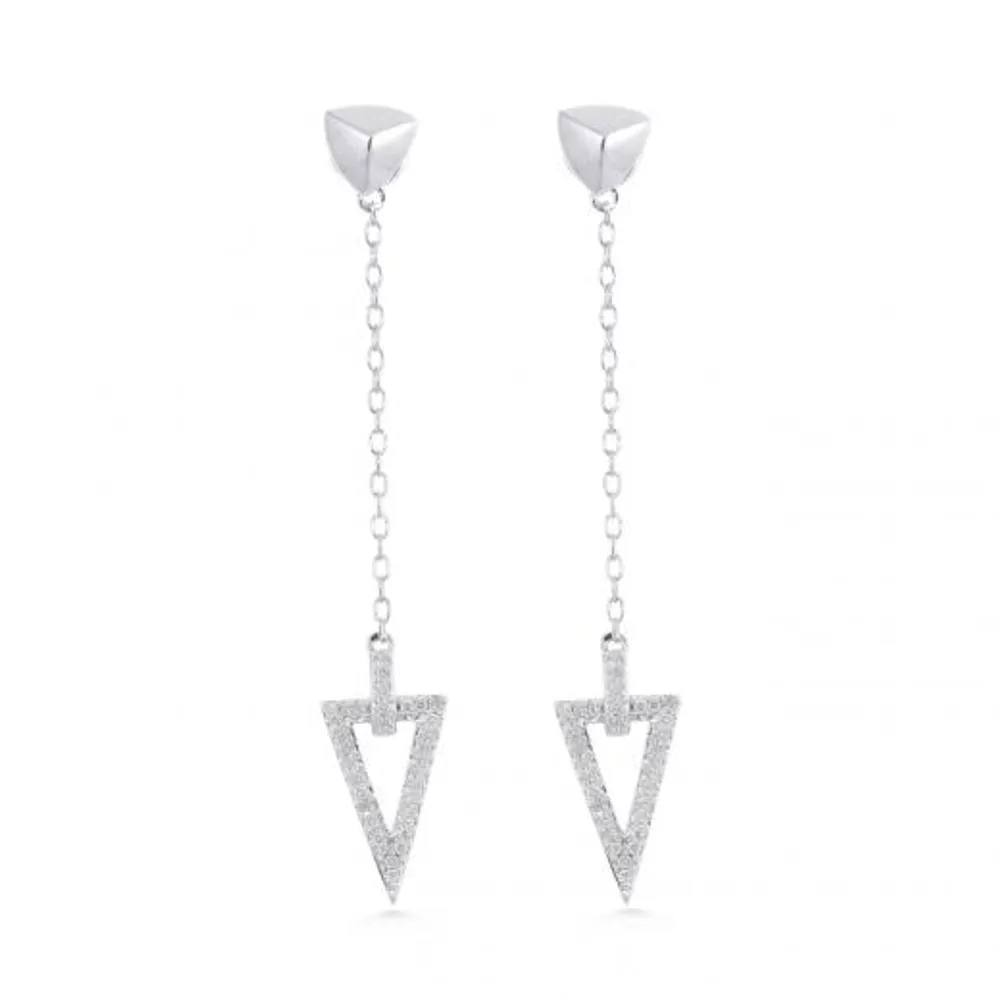 Sterling Silver 0.09CTW Front Back Dangle Earrings